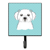 "Caroline's Treasures BB1146SH4 Checkerboard Blue Maltese Leash or Key Holder, Small, Multicolor"