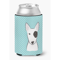 Checkerboard Blue Bull Terrier Can or Bottle Hugger BB1147CC