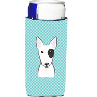 Checkerboard Blue Bull Terrier Ultra Beverage Insulators for slim cans BB1147MUK