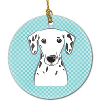 Checkerboard Blue Dalmatian Ceramic Ornament BB1148CO1