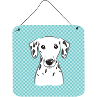 "Caroline's Treasures Checkerboard Blue Dalmatian Wall or Door Hanging Prints, 6 x 6"""