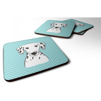 "Caroline's Treasures BB1148FC Checkerboard Blue Dalmatian Foam Coaster (Set of 4), 3.5"" H x 3.5"" W, Multicolor"