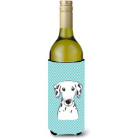 Checkerboard Blue Dalmatian Wine Bottle Beverage Insulator Hugger BB1148LITERK