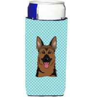 Checkerboard Blue German Shepherd Ultra Beverage Insulators for slim cans BB1149MUK