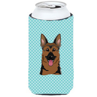 Checkerboard Blue German Shepherd Tall Boy Beverage Insulator Hugger BB1149TBC