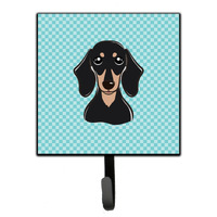 "Caroline's Treasures BB1153SH4 Checkerboard Blue Smooth Black and Tan Dachshund Leash or Key Holder, Small, Multicolor"