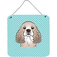 "Caroline's Treasures Checkerboard Blue Cocker Spaniel Wall or Door Hanging Prints, 6 x 6"""