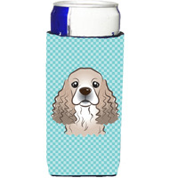 Checkerboard Blue Cocker Spaniel Ultra Beverage Insulators for slim cans BB1154MUK