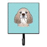 "Caroline's Treasures BB1154SH4 Checkerboard Blue Cocker Spaniel Leash or Key Holder, Small, Multicolor"