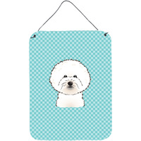 "Caroline's Treasures Checkerboard Blue Bichon Frise Wall or Door Hanging Prints, 16"" x 12"""