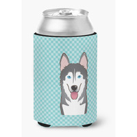 Checkerboard Blue Alaskan Malamute Can or Bottle Hugger BB1156CC