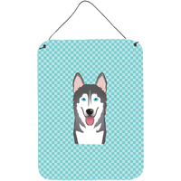 "Caroline's Treasures Checkerboard Blue Alaskan Malamute Wall or Door Hanging Prints, 16"" x 12"""