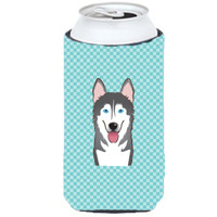 Checkerboard Blue Alaskan Malamute Tall Boy Beverage Insulator Hugger BB1156TBC