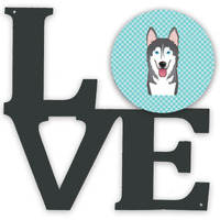 "Caroline's Treasures Checkerboard Blue Alaskan Malamute Metal Artwork Love wall-decor, Multicolor"