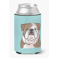 Checkerboard Blue English Bulldog  Can or Bottle Hugger BB1157CC