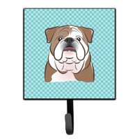 "Caroline's Treasures BB1157SH4 Checkerboard Blue English Bulldog Leash or Key Holder, Small, Multicolor"
