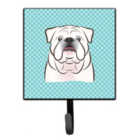 "Caroline's Treasures BB1158SH4 Checkerboard Blue White English Bulldog Leash or Key Holder, Small, Multicolor"
