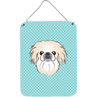 "Caroline's Treasures Checkerboard Blue Pekingese Wall or Door Hanging Prints, 16"" x 12"""