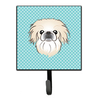 "Caroline's Treasures BB1159SH4 Checkerboard Blue Pekingese Leash or Key Holder, Small, Multicolor"