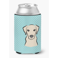 Checkerboard Blue Yellow Labrador Can or Bottle Hugger BB1160CC