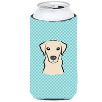 Checkerboard Blue Yellow Labrador Tall Boy Beverage Insulator Hugger BB1160TBC