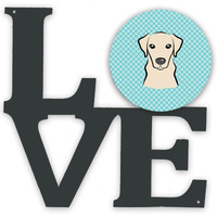 "Caroline's Treasures Checkerboard Blue Yellow Labrador Metal Artwork Love wall-decor, Multicolor"