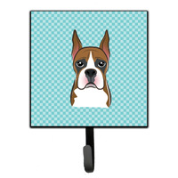 "Caroline's Treasures BB1161SH4 Checkerboard Blue Boxer Leash or Key Holder, Small, Multicolor"