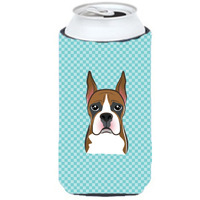 Checkerboard Blue Boxer Tall Boy Beverage Insulator Hugger BB1161TBC