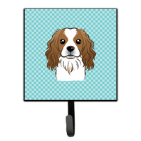 "Caroline's Treasures BB1162SH4 Checkerboard Blue Cavalier Spaniel Leash or Key Holder, Small, Multicolor"