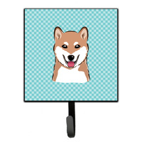 "Caroline's Treasures BB1163SH4 Checkerboard Blue Shiba Inu Leash or Key Holder, Small, Multicolor"