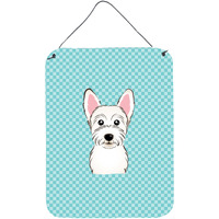 "Caroline's Treasures Checkerboard Blue Westie Wall or Door Hanging Prints, 16"" x 12"""