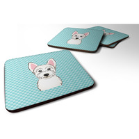 "Caroline's Treasures BB1164FC Checkerboard Blue Westie Foam Coaster (Set of 4), 3.5"" H x 3.5"" W, Multicolor"