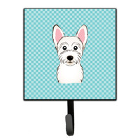 "Caroline's Treasures BB1164SH4 Checkerboard Blue Westie Leash or Key Holder, Small, Multicolor"