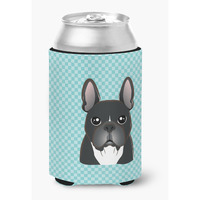 Checkerboard Blue French Bulldog Can or Bottle Hugger BB1165CC