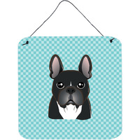 "Caroline's Treasures BB1165DS66 Checkerboard Blue French Bulldog Wall or Door Hanging Prints, 6 x 6"""