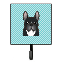 "Caroline's Treasures BB1165SH4 Checkerboard Blue French Bulldog Leash or Key Holder, Small, Multicolor"