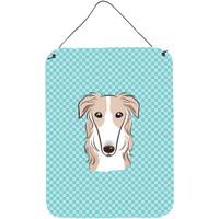 "Caroline's Treasures Checkerboard Blue Borzoi Wall or Door Hanging Prints, 16"" x 12"""