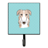 "Caroline's Treasures BB1166SH4 Checkerboard Blue Borzoi Leash or Key Holder, Small, Multicolor"