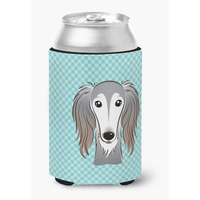 Checkerboard Blue Saluki Can or Bottle Hugger BB1167CC
