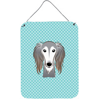"Caroline's Treasures Checkerboard Blue Saluki Wall or Door Hanging Prints, 16"" x 12"""