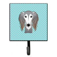 "Caroline's Treasures BB1167SH4 Checkerboard Blue Saluki Leash or Key Holder, Small, Multicolor"
