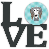 "Caroline's Treasures Checkerboard Blue Saluki Metal Artwork Love wall-decor, Multicolor"