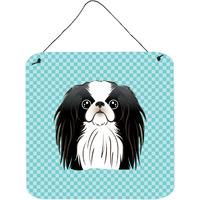 "Caroline's Treasures Checkerboard Blue Japanese Chin Wall or Door Hanging Prints, 6 x 6"""