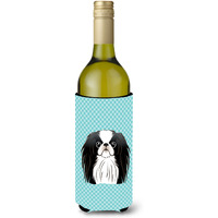 Checkerboard Blue Japanese Chin Wine Bottle Beverage Insulator Hugger BB1168LITERK