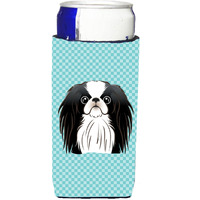 Checkerboard Blue Japanese Chin Ultra Beverage Insulators for slim cans BB1168MUK