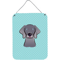"Caroline's Treasures BB1169DS1216 Checkerboard Blue Weimaraner Wall or Door Hanging Prints, 16"" x 12"""
