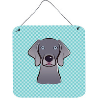 "Caroline's Treasures BB1169DS66 Checkerboard Blue Weimaraner Wall or Door Hanging Prints, 6 x 6"""