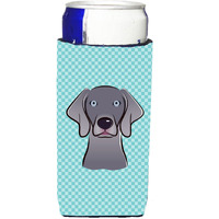 Checkerboard Blue Weimaraner Ultra Beverage Insulators for slim cans BB1169MUK