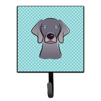 "Caroline's Treasures BB1169SH4 Checkerboard Blue Weimaraner Leash or Key Holder, Small, Multicolor"