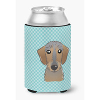 Checkerboard Blue Wirehaired Dachshund Can or Bottle Hugger BB1171CC
